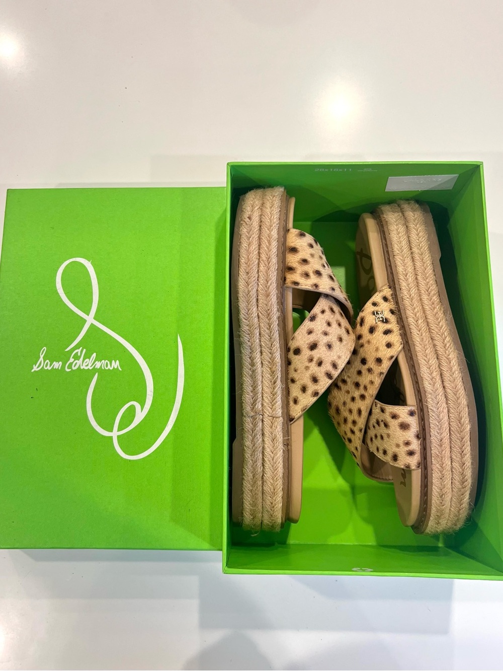 Sam Edelman Tan Leopard Espadrille Platform Sandals